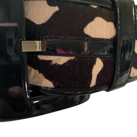 Ann Taylor Cow Print Wide Accent Belt with Black Genuine Leather Trim size Small - Picture 13 of 14
